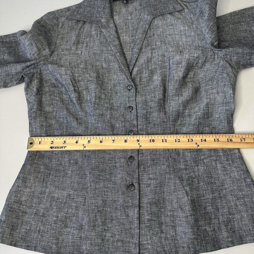 Jones New York Linen Button up Top Size 4 Gray - Picture 7 of 9